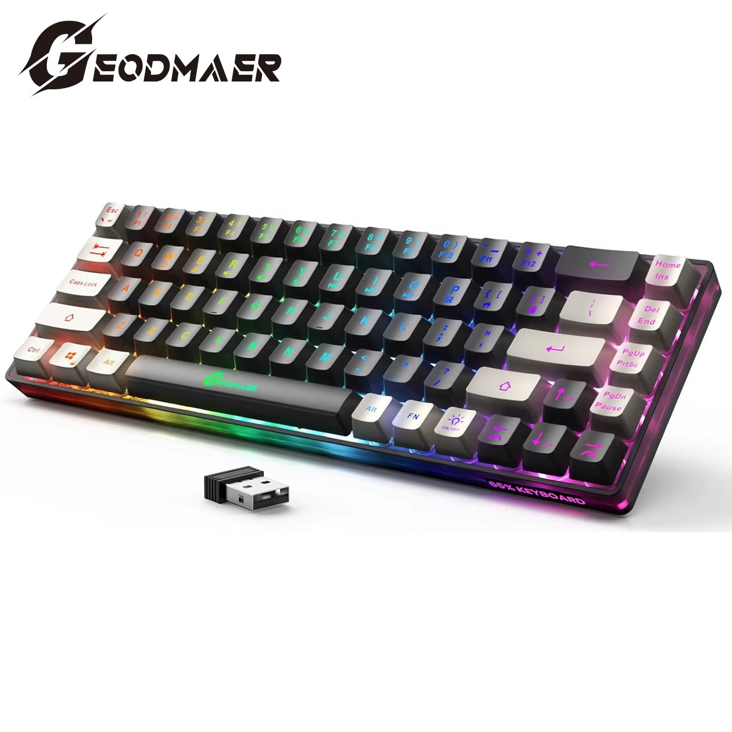 Wireless Gaming Keyboard Rechargeable Backlit Gaming Keyboard 68 Keys English/Spanish Layout 2.4G Keyboard for PC
