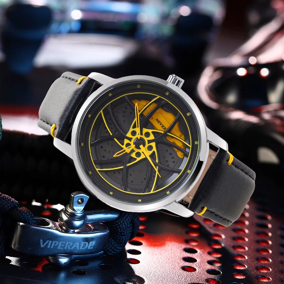 3D Sports Car Wheel Hub Mens Watches Spinnning Wholesale Cartoon Characters Watches Quartz Waterproof 360 Rotate Reloj Hombre