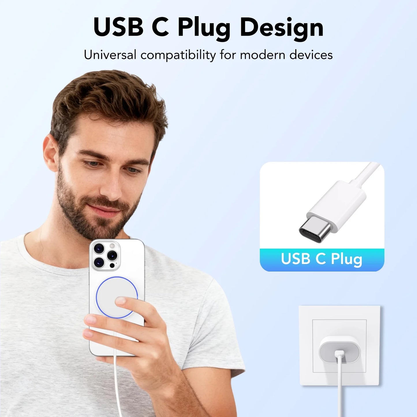 Mag-Safe Charger Magnetic Wireless Charger: 2 Pack 15W Fast Charger for Iphone 16/15 /14/13/12, White